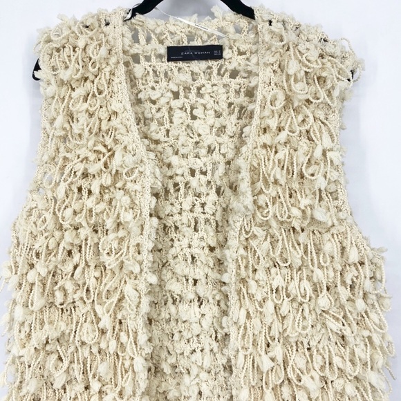 ZARA - Chenille Yarn Cream Vest - M - Picture 2 of 5
